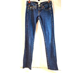 True Religion Billy Jeans Dark Wash Straight Leg Low Rise Womens Size 26
